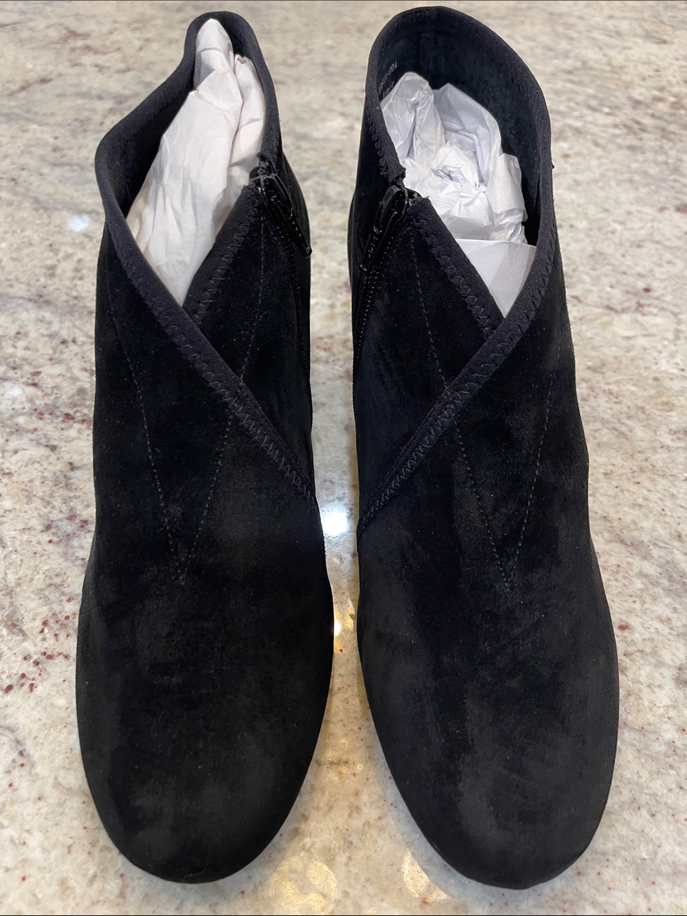 David Tate Anna Black Kid Suede Ankle Boots 10.5 WW Extra Wide